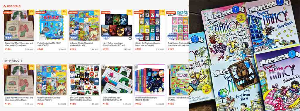 books display of online bookstore