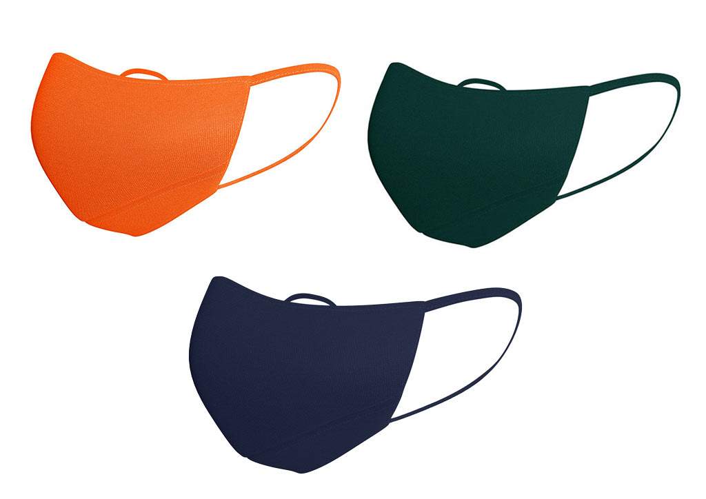 orange, green, blue children's face masks