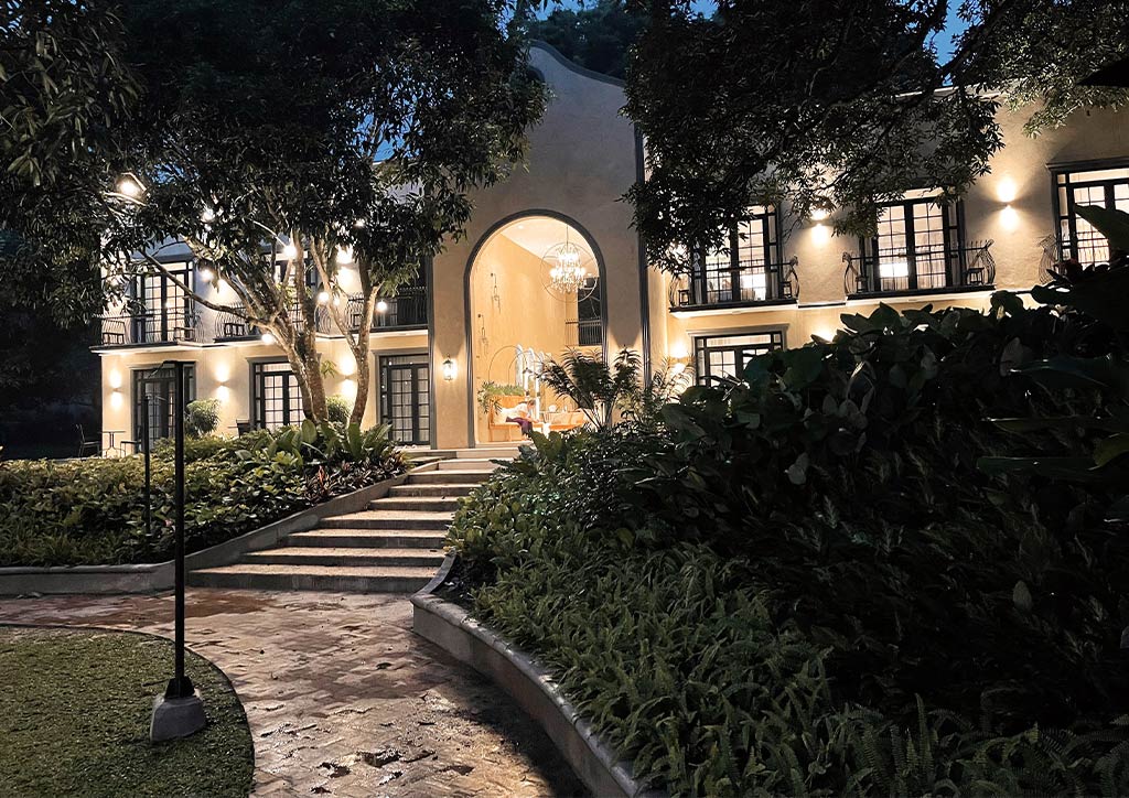 Hotel grounds at night