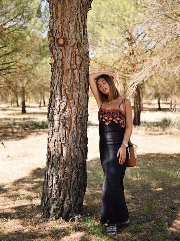 Celebrity mom Sofia Andres in a Black Maxi Dress