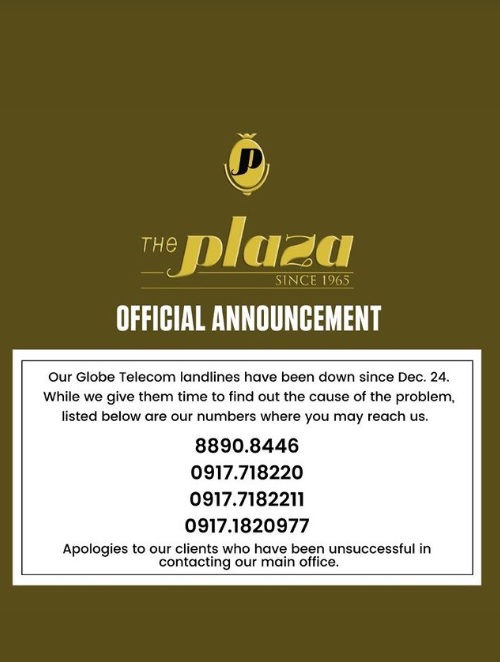 The Plaza Catering Contact Numbers