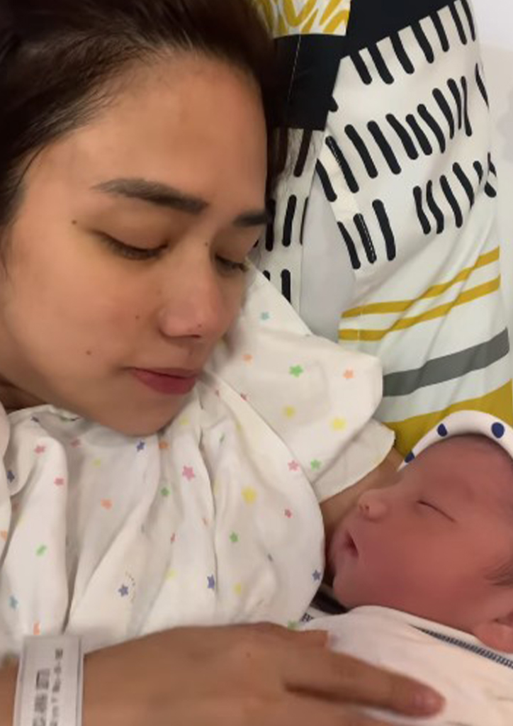 Danica Sotto carrying her son
