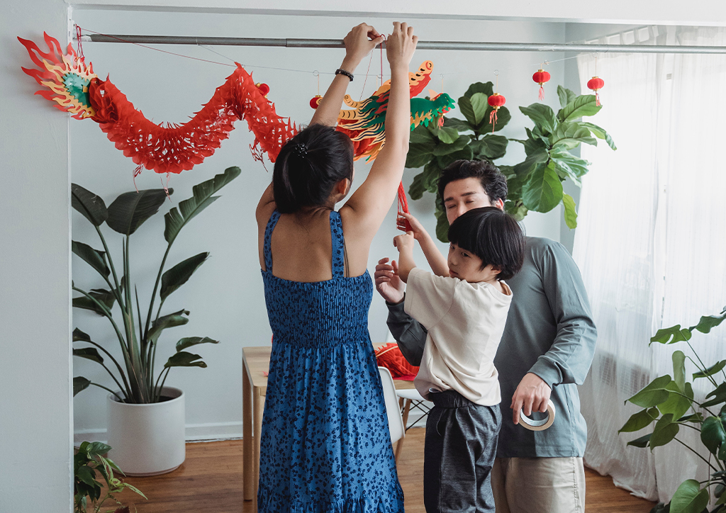 A family celebrating Chinese New Year