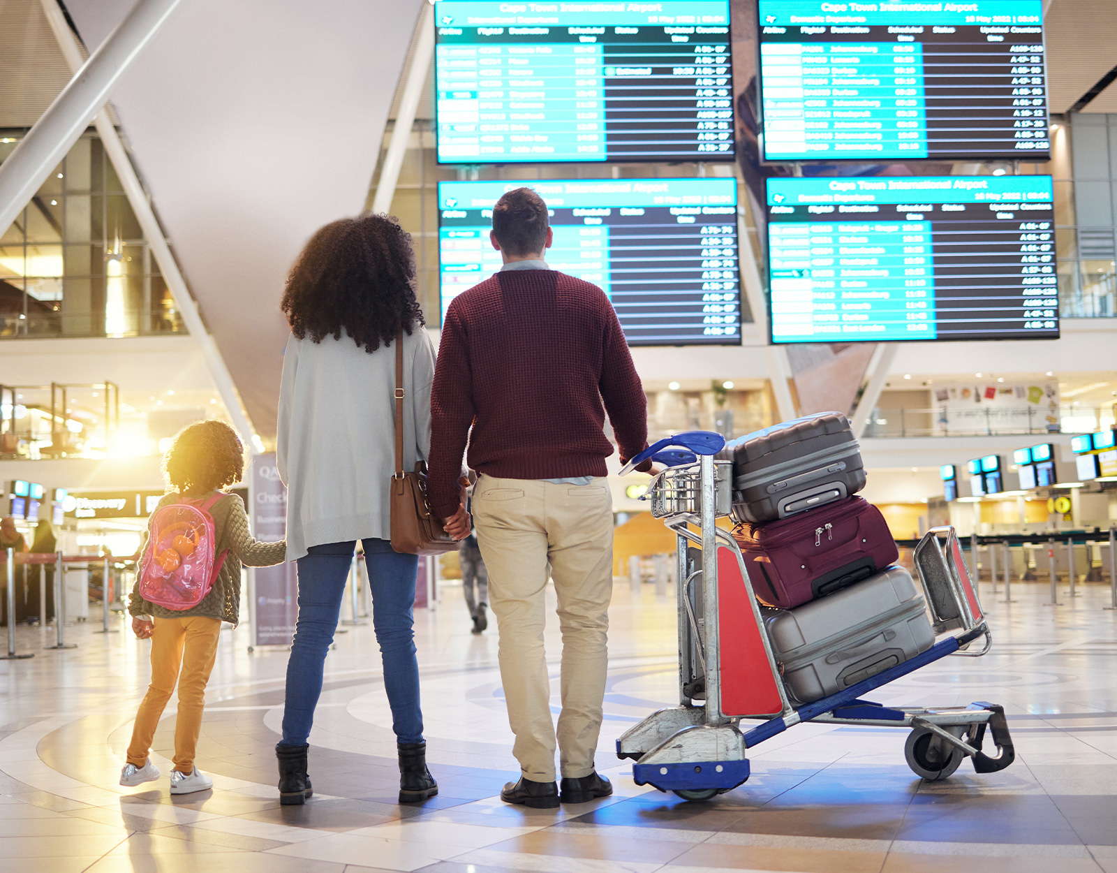 A family about to travel by air