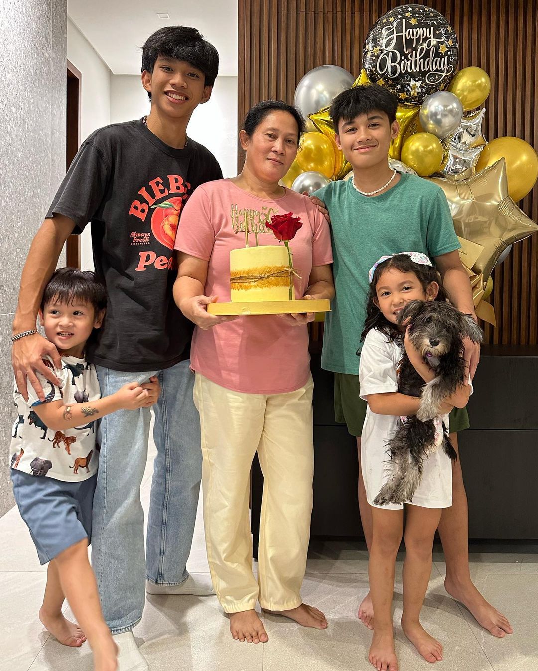 Camille Prats helper, Yaya Beng, with the kids of the Prats-Yambao Family