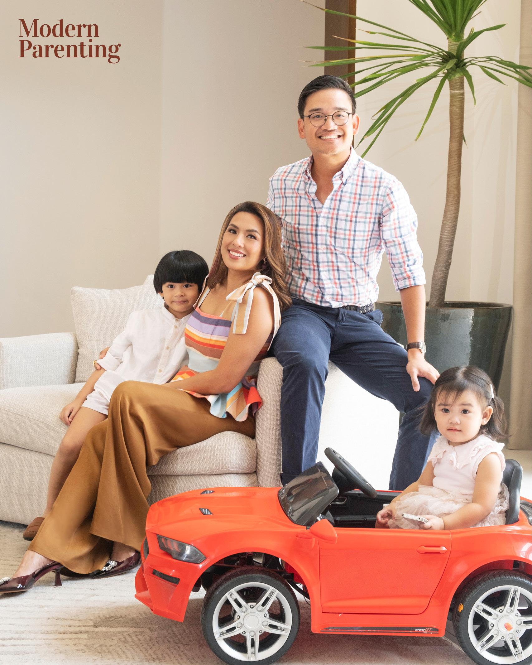 Nikki Gil and BJ Albert with Finn and Maddie modern parenting