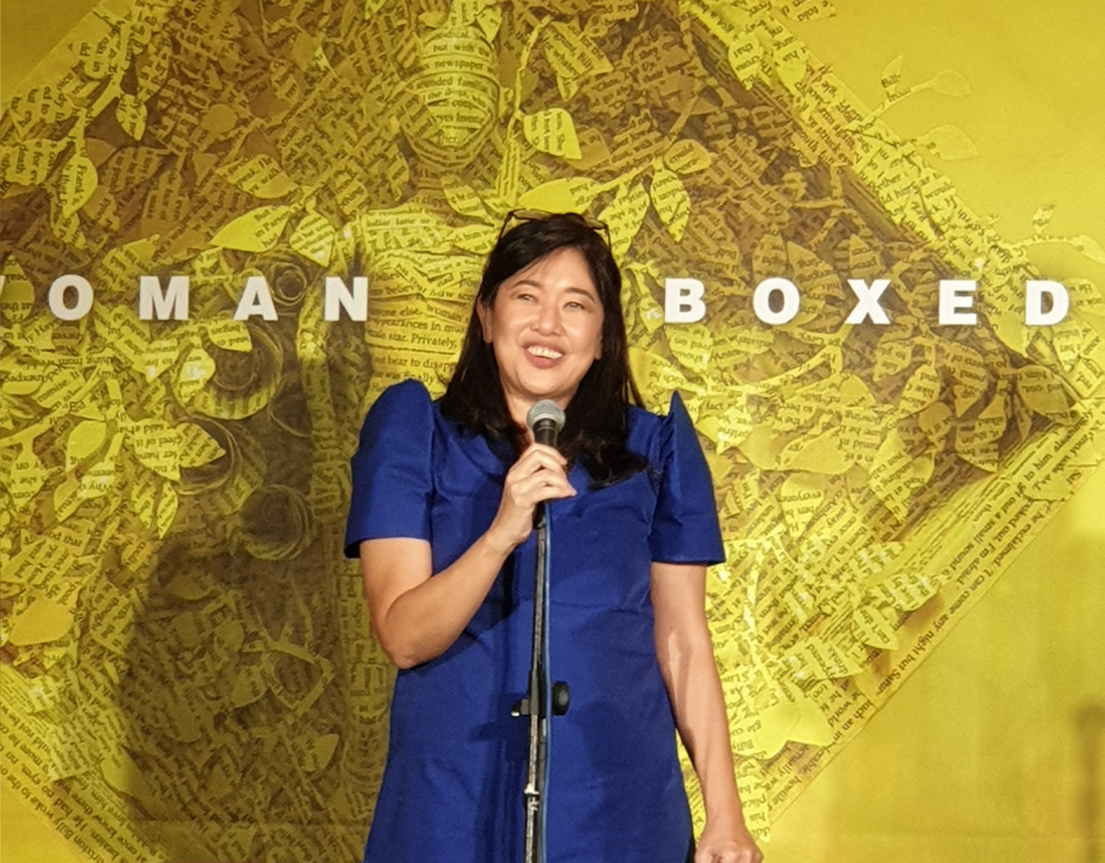 Gayle Certeza giving speech at The Woman Unboxed book launch