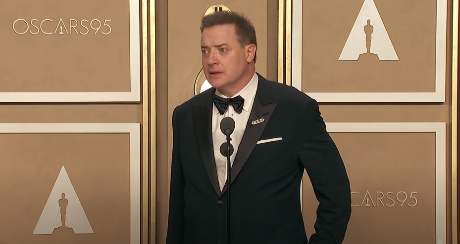 Brendan Fraser during the Oscars 2023 backstage interviews