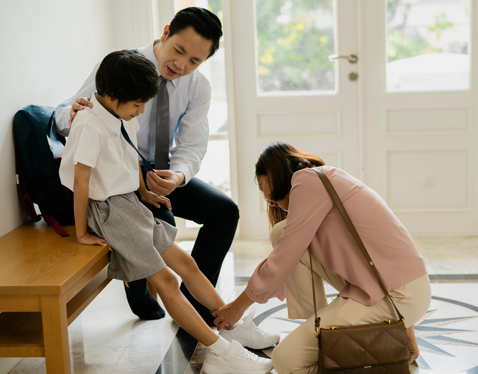 Parents supporting their child