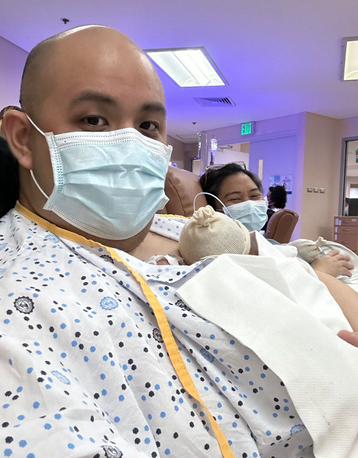 first-time dad with triplets