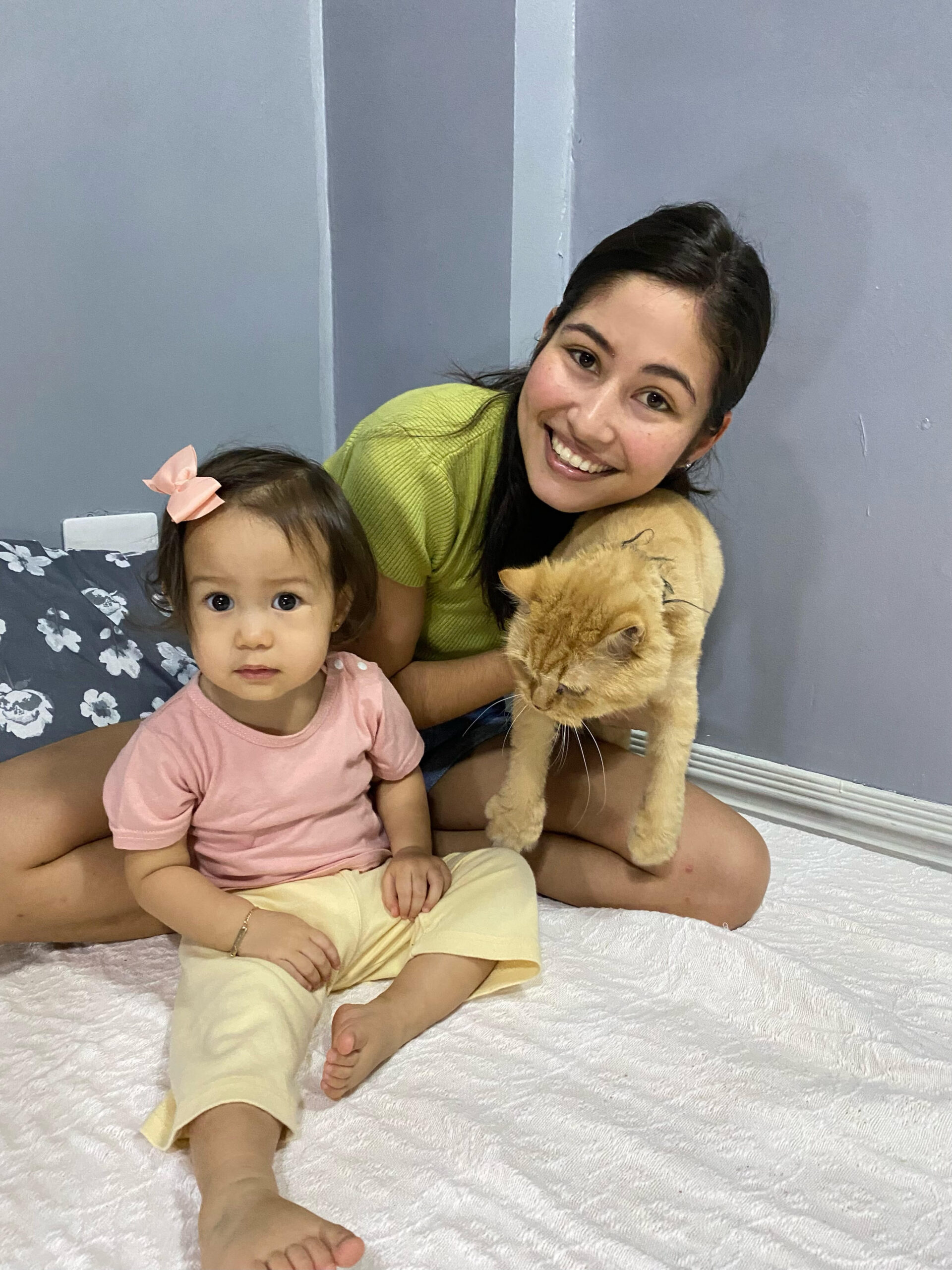 Dr. Karina Bernert with her daughter and cat