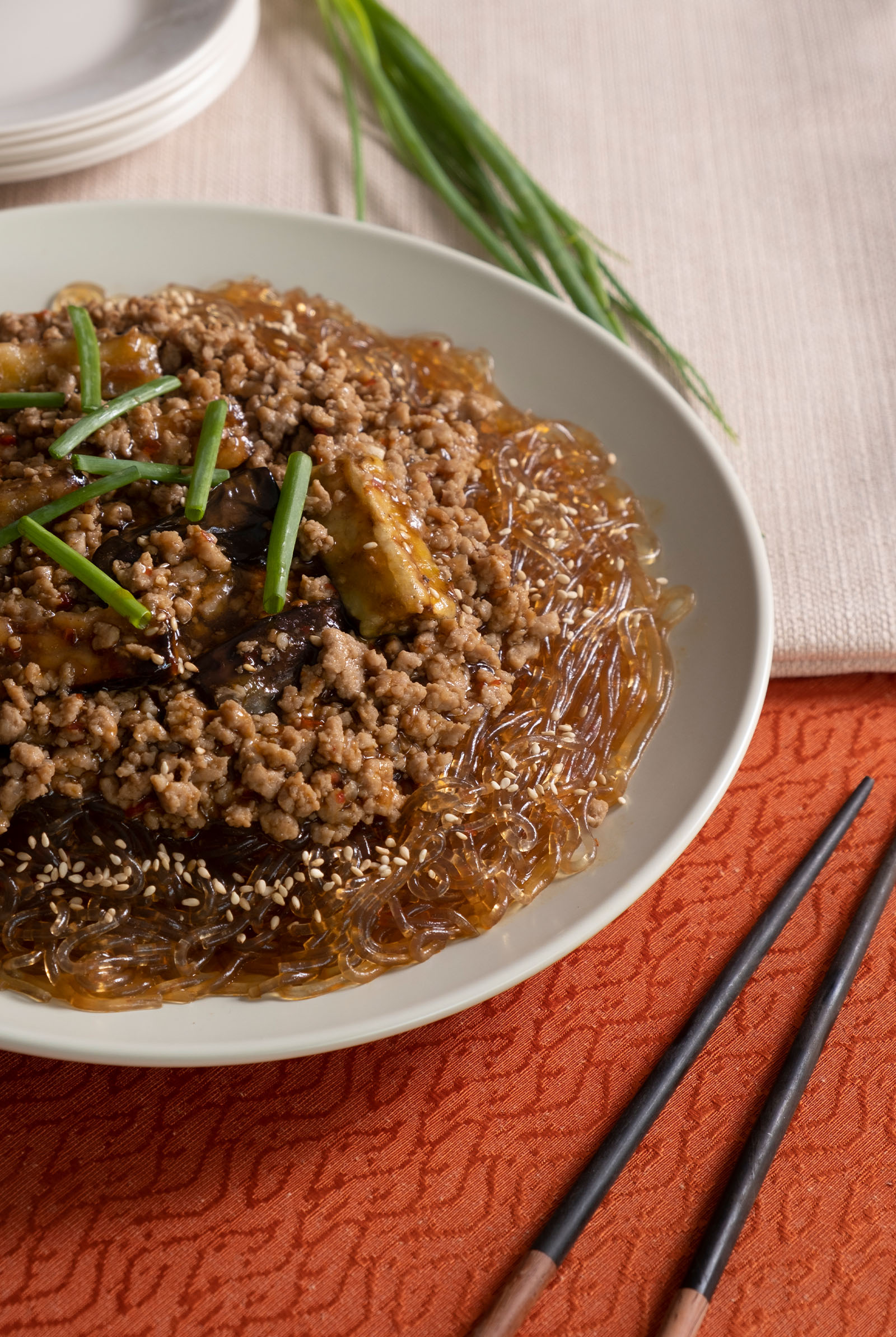 Sweet-Spicy Eggplant and Pork Vermicelli by Nina Daza-Puyat 