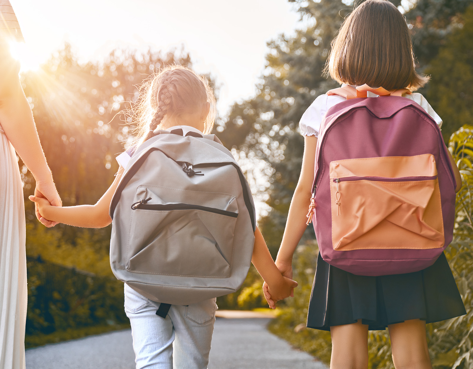 A couple of girls with their school bags