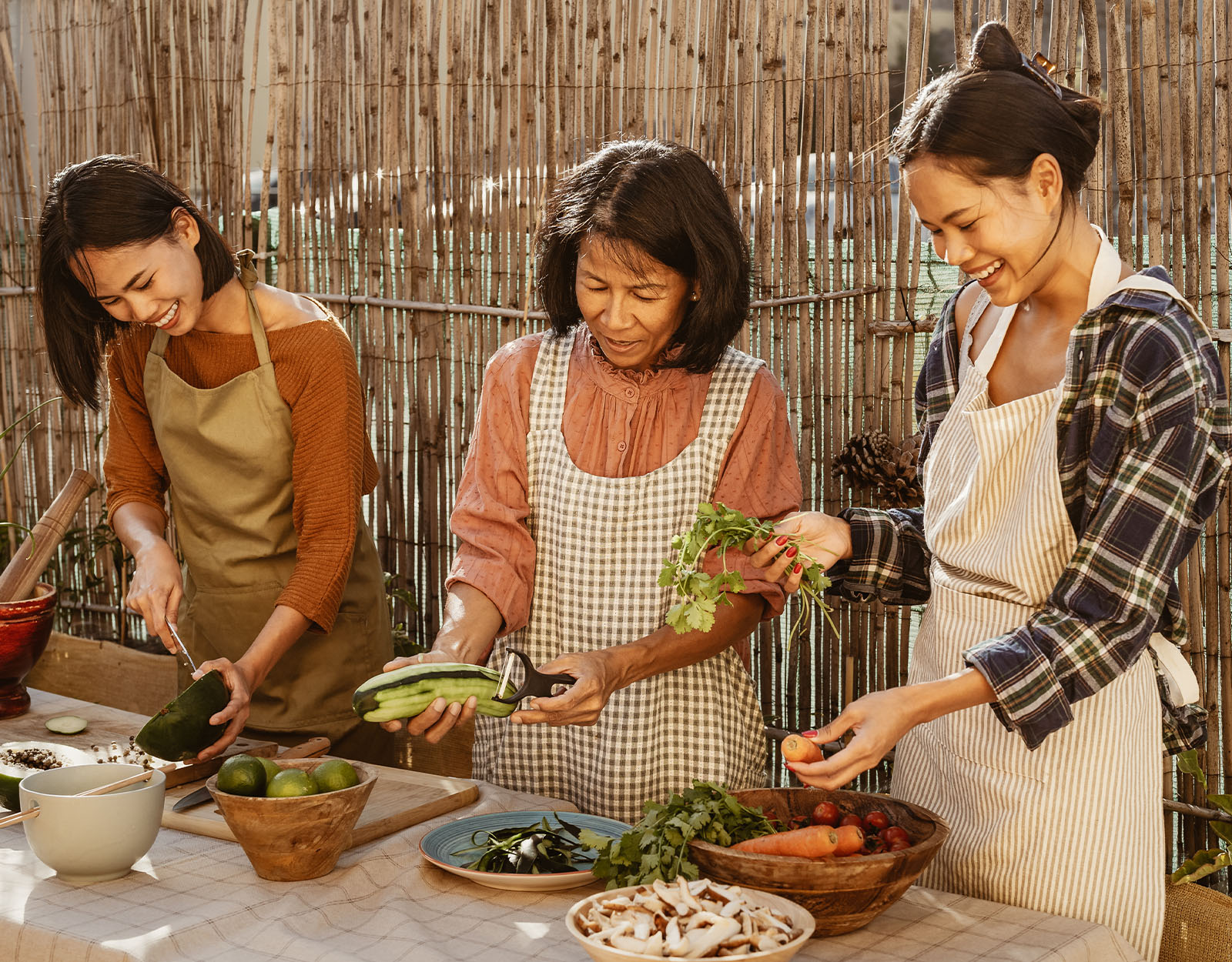 Three women preparing for buwan ng wika