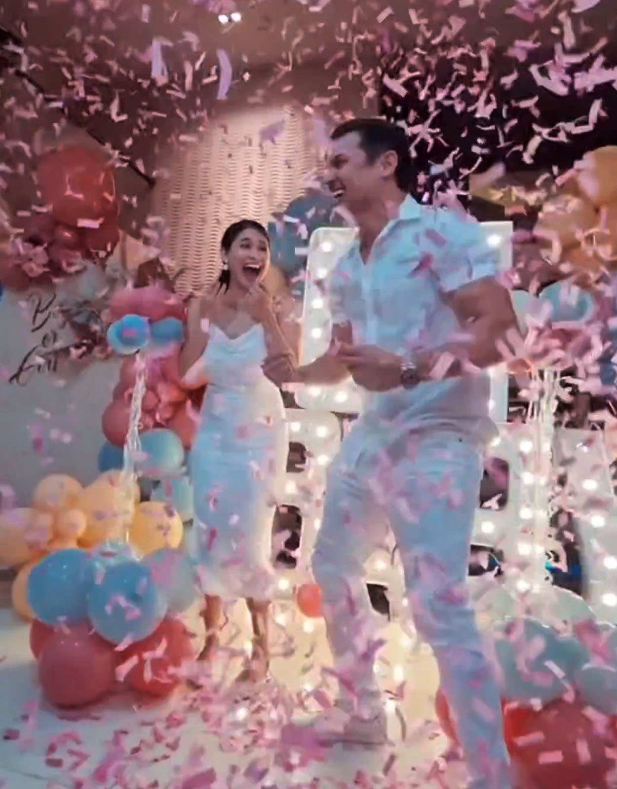 Misagh Bahadoran Jumps For Joy at Their Gender Reveal