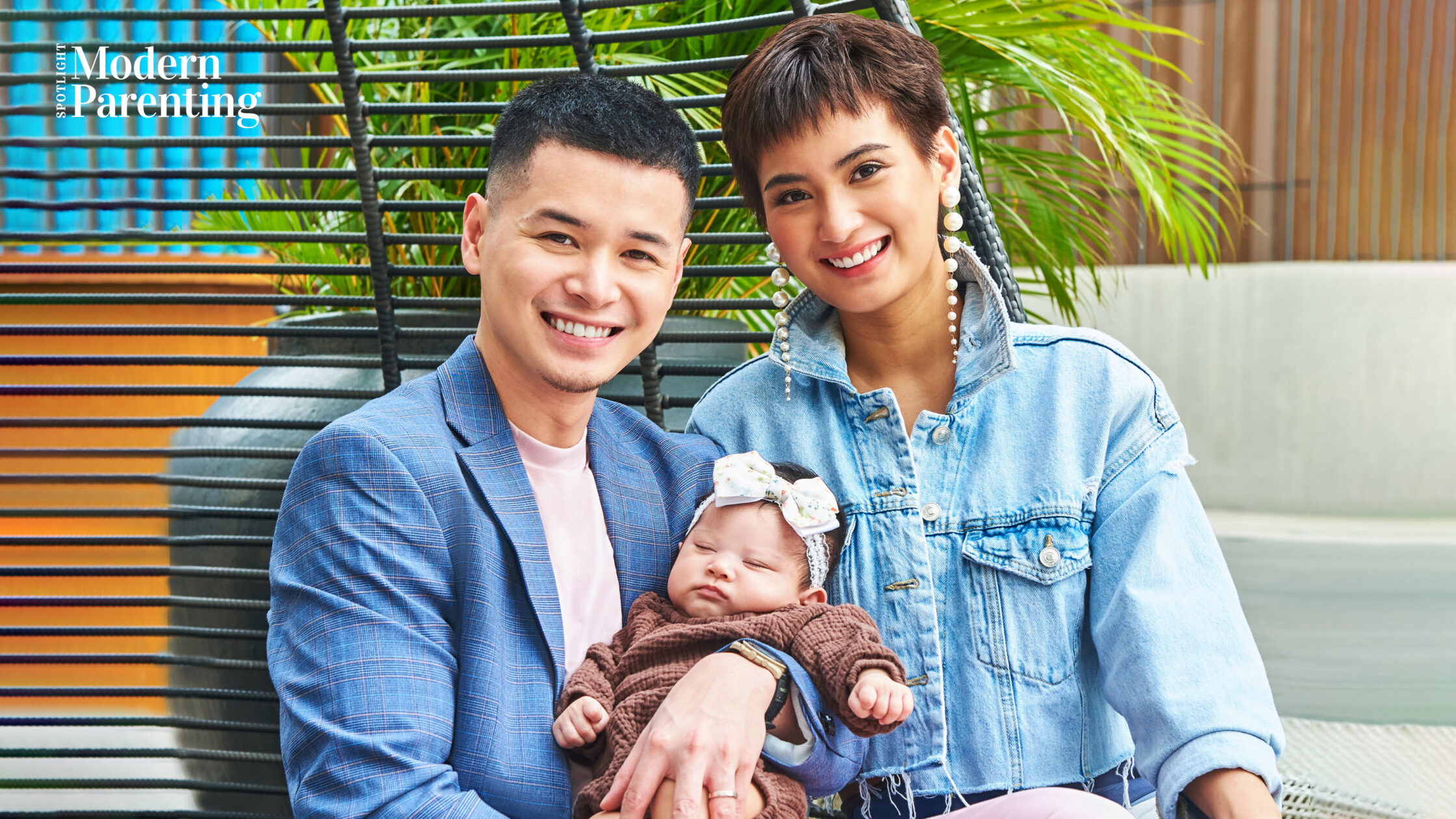 Patrick Sugui and Aeriel Garcia Sugui with Olivia for Modern Parenting