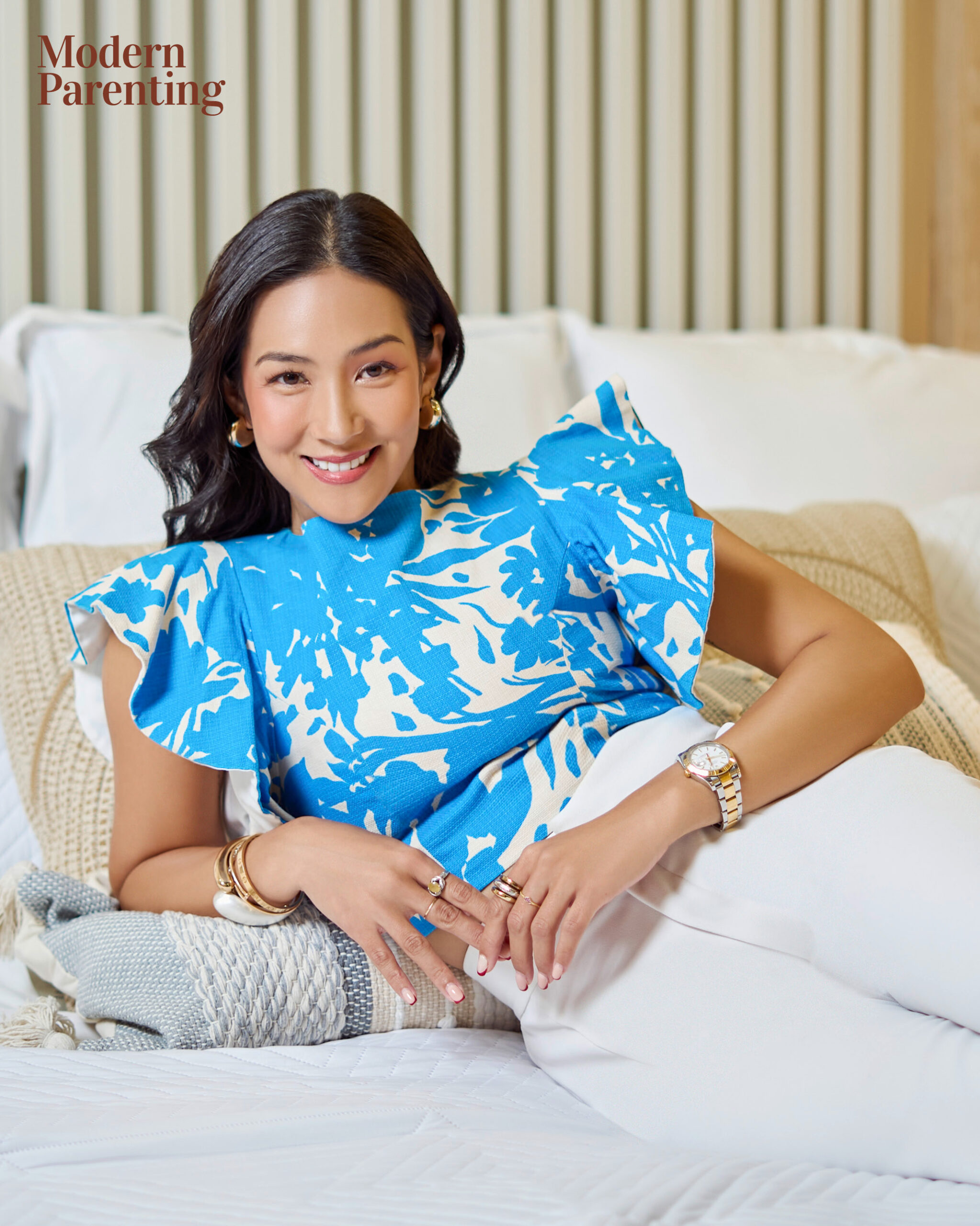 Mika Lagdameo wearing blue and white