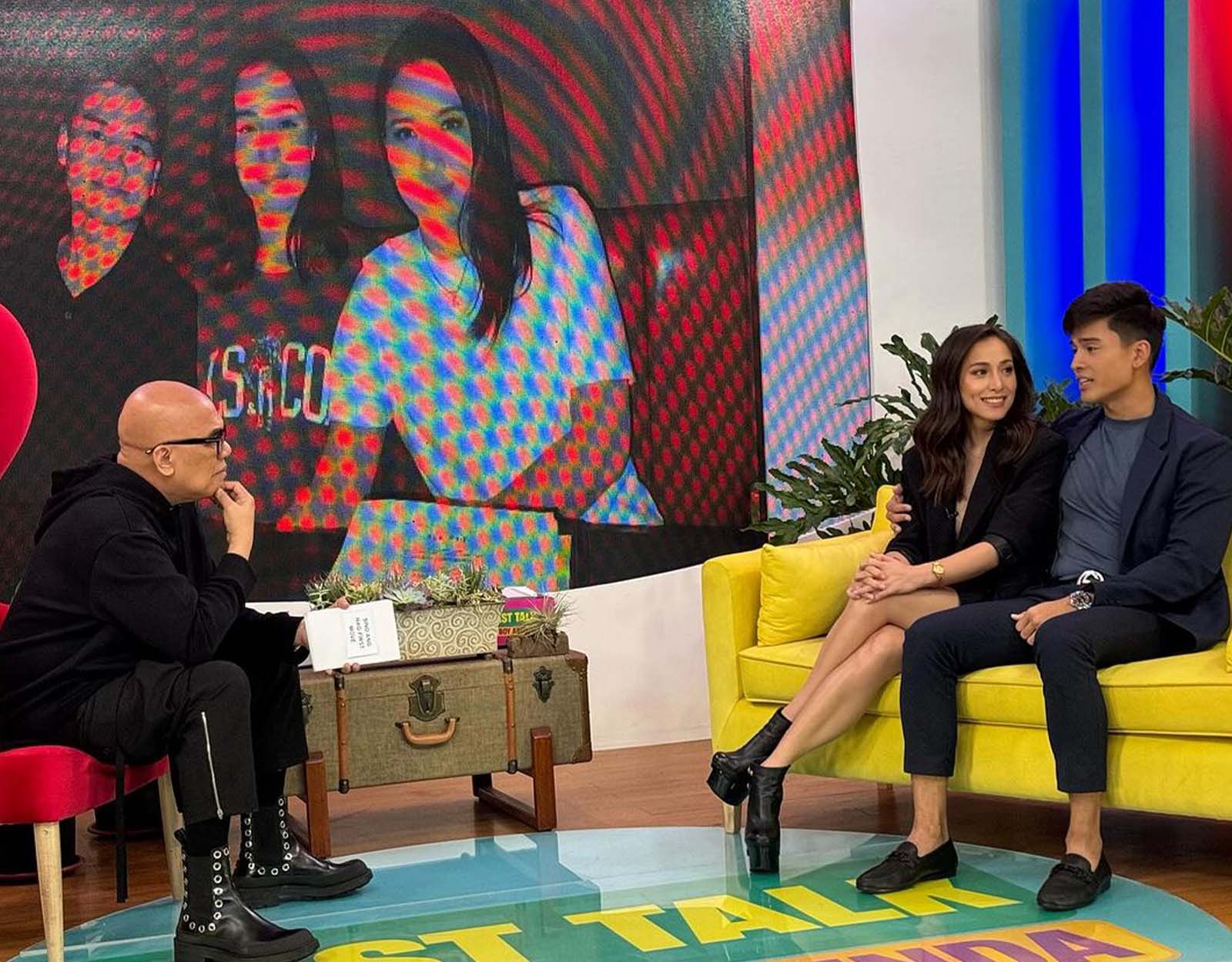 Cristine Reyes and Marco Gumabao with Boy Abunda on his Feb. 1 episode of Fast Talk