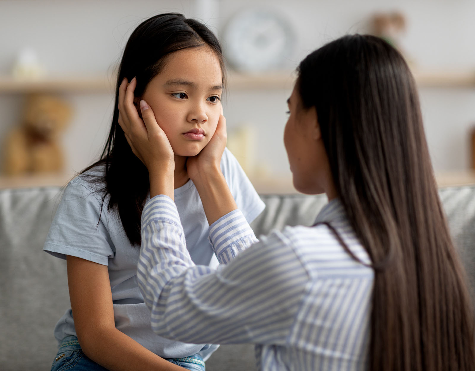 Parent comforting child