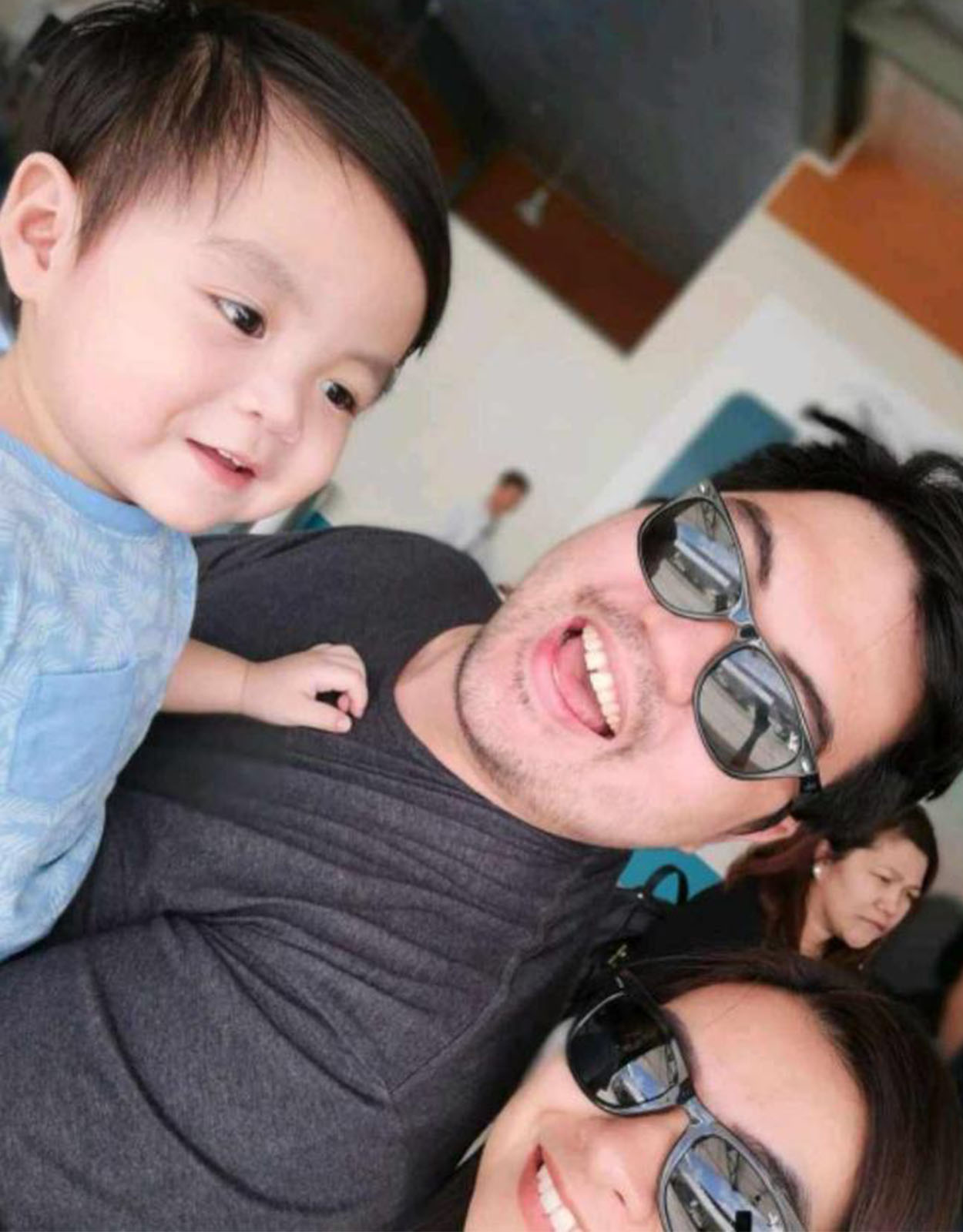 Vincent Rocha with his wife, Nikki Mangabat-Rocha, and their son, Noah