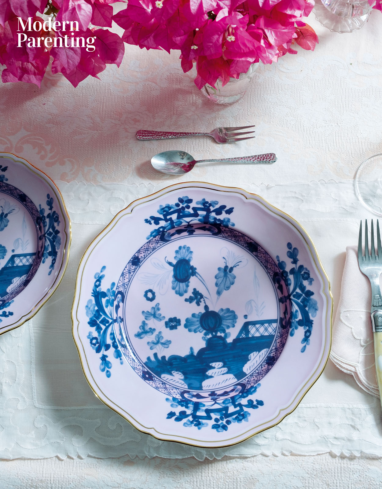 Richard Ginori plates from Statement Theory; tablecloth, placemat, and table napkins from Elizabeth Garcia