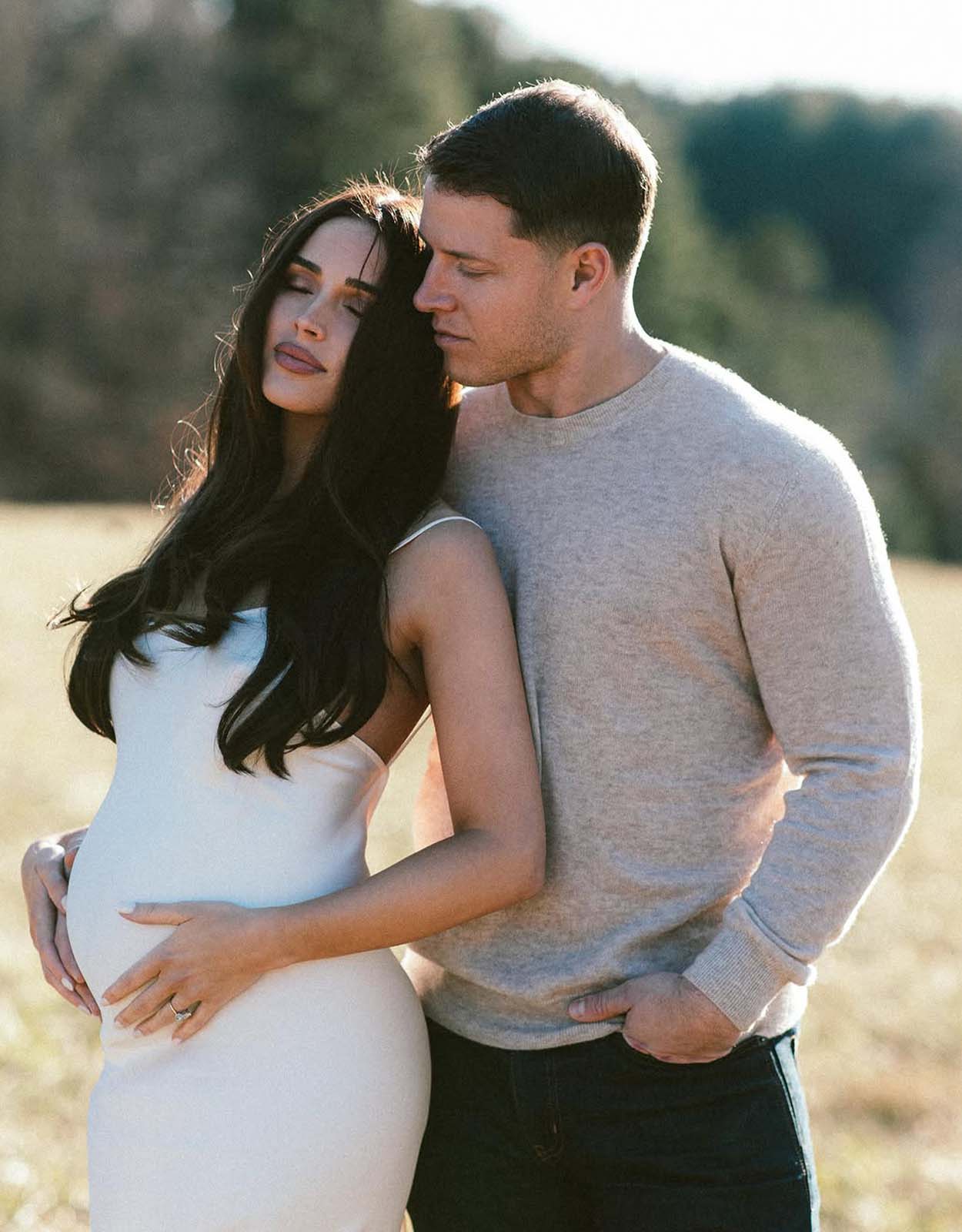The TV host and beauty queen shares the first photos of her growing baby bump on Instagram