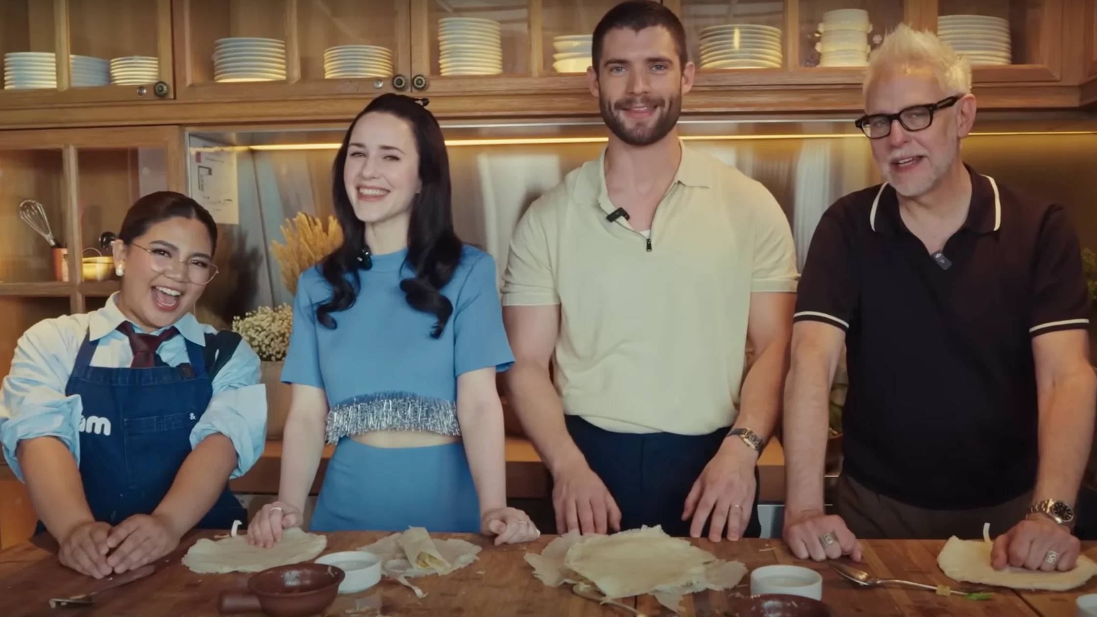 Director James Gunn, David Corenswet, and Rachel Brosnahan gamely made halo-halo and lumpia during their Manila visit in June