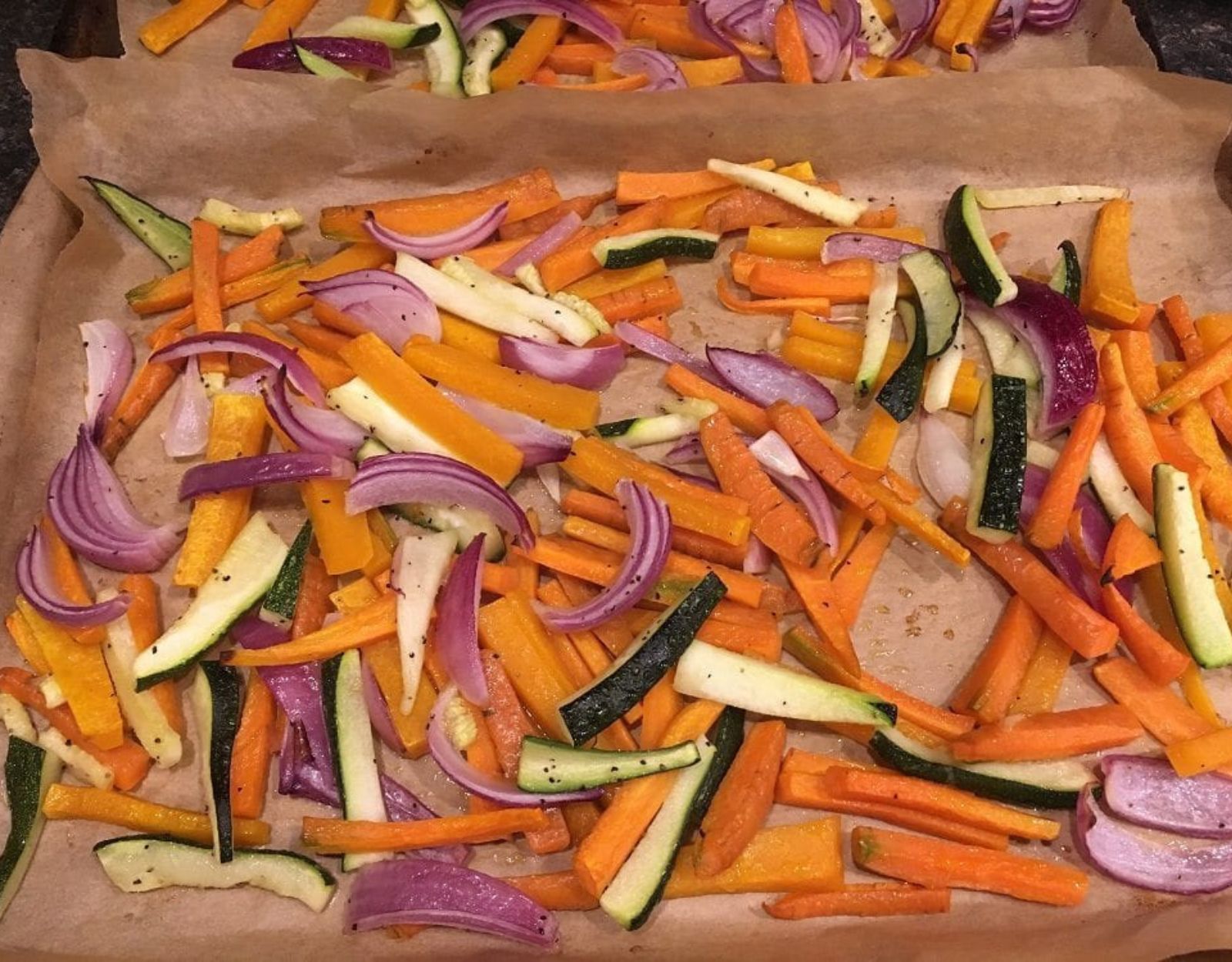 Roasted veggie sticks instead of french fries, perfect for a healthy movie night snack