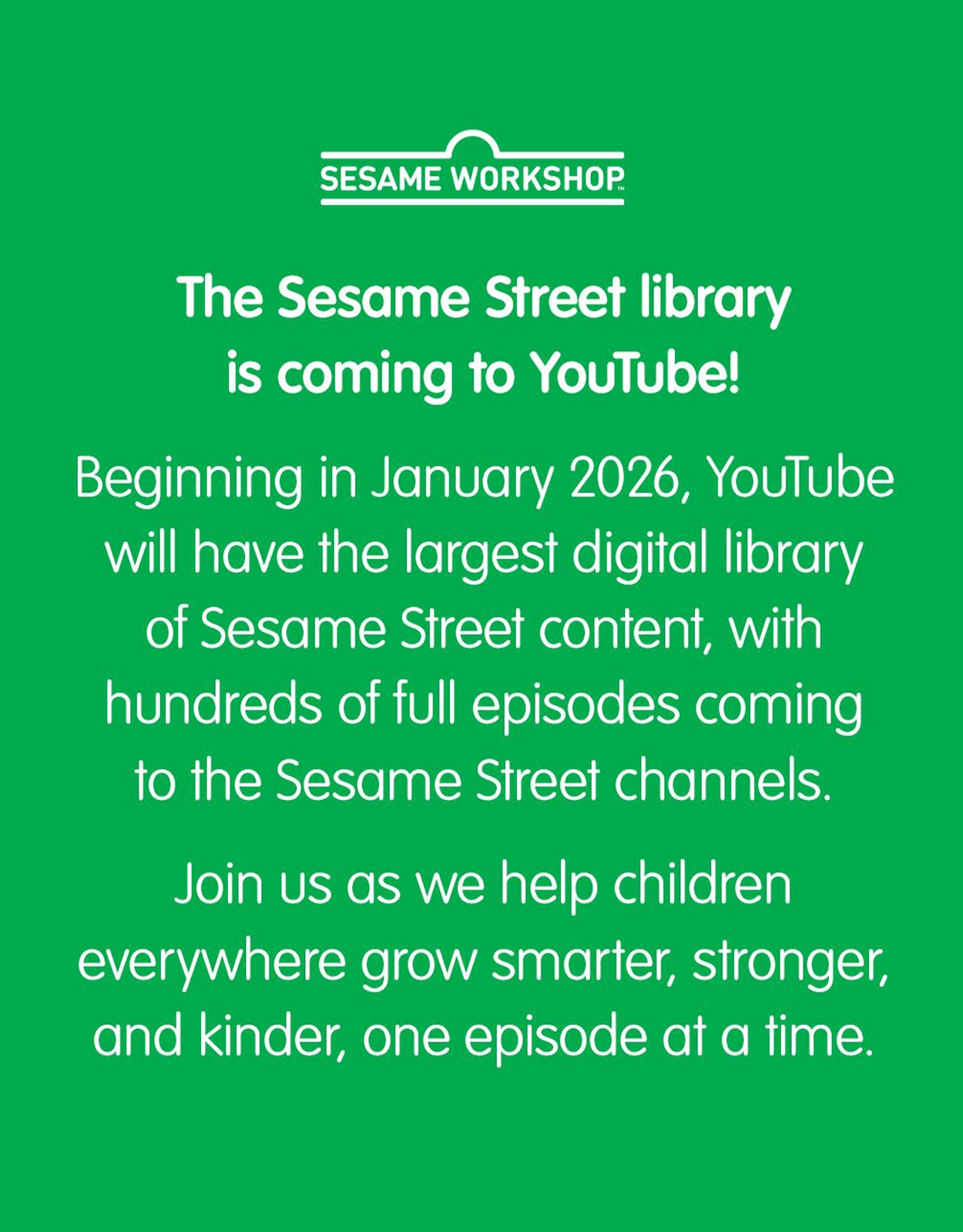 Can you tell me how to get… how to get to Sesame Street? Starting January 2026, the answer is simple: YouTube