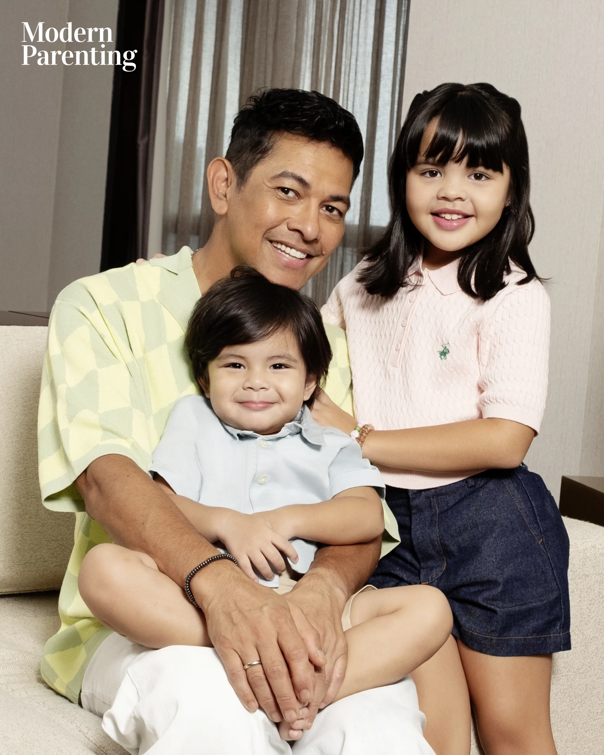 Gary Valenciano with his grandchildren, Leia and Luch for Modern Parenting's September cover