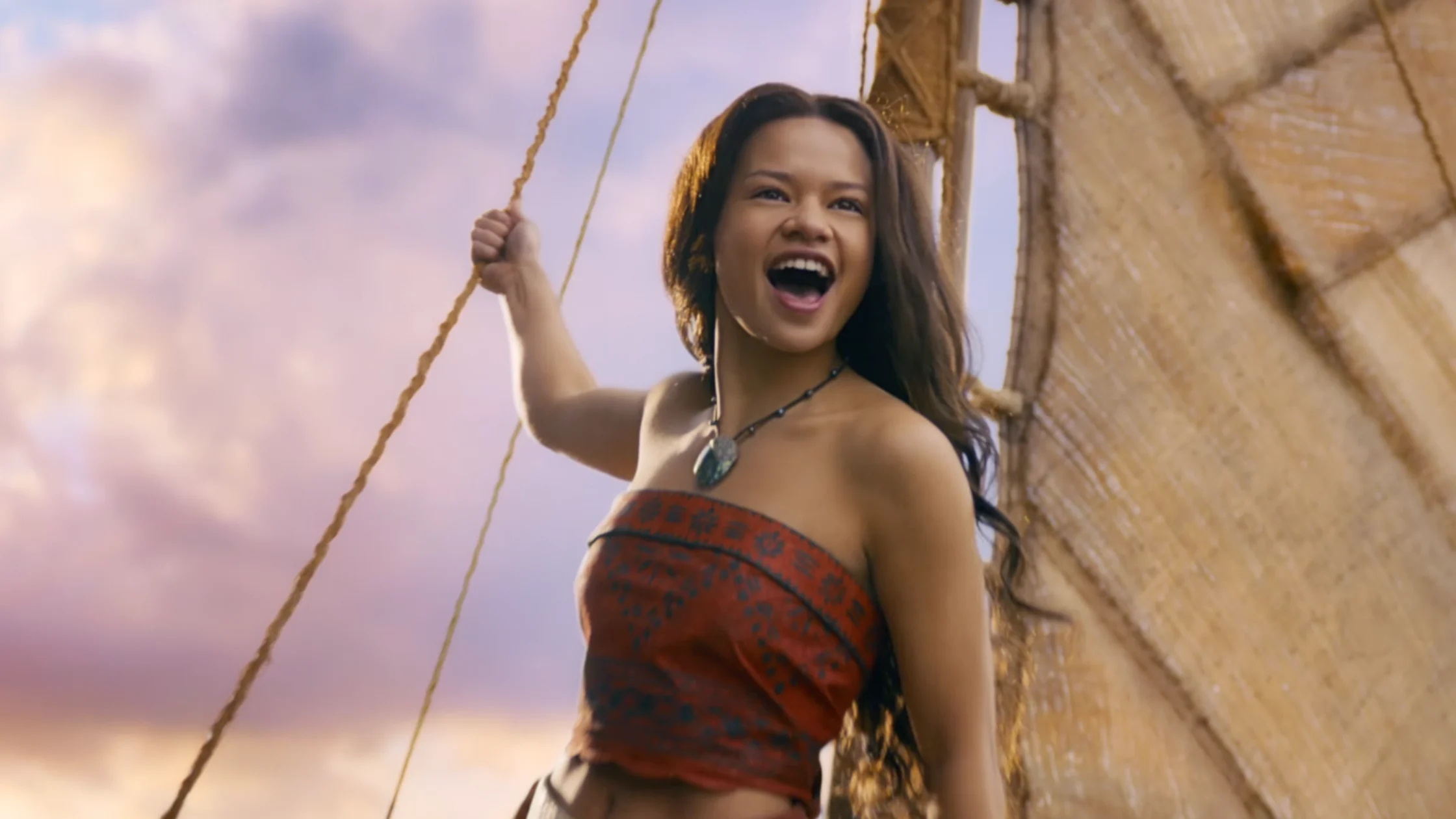 Catherine Lagaʻaia stars as Moana alongside Dwayne Johnson as Maui