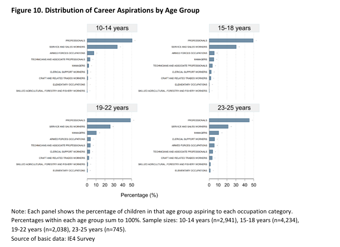 A chart of the aspirations and children's dreams